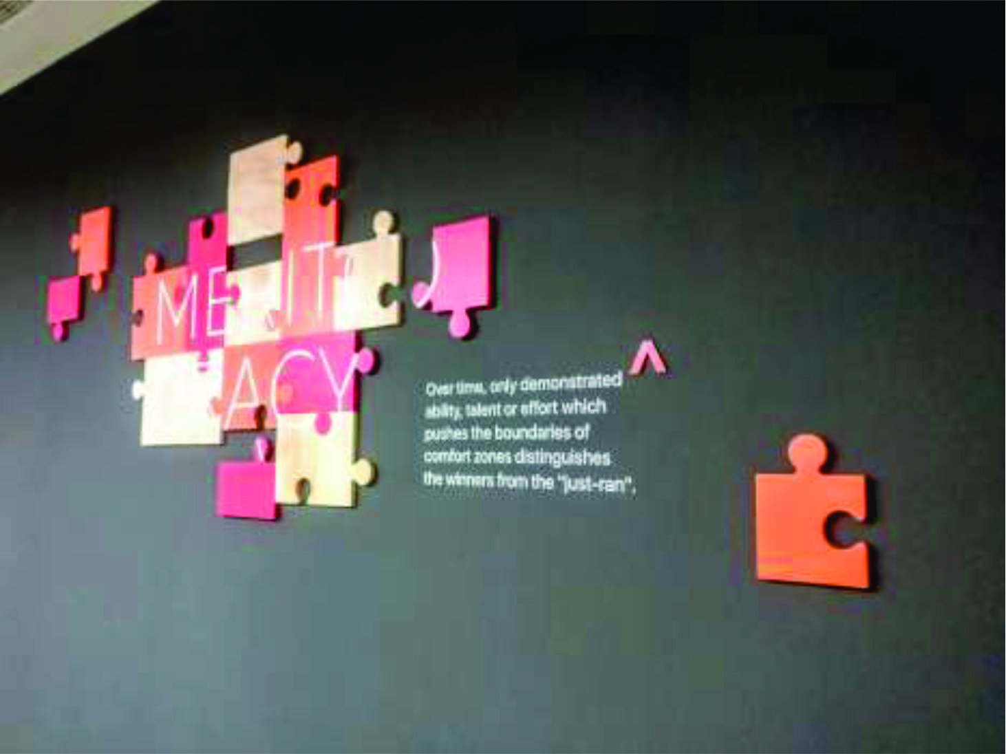 Avendus Capital BKC — Scrabble-tile values wall, 3D installations